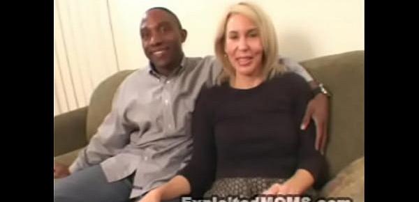 Amateur Mom decides to take on a Big Black Cock in Interracial Video